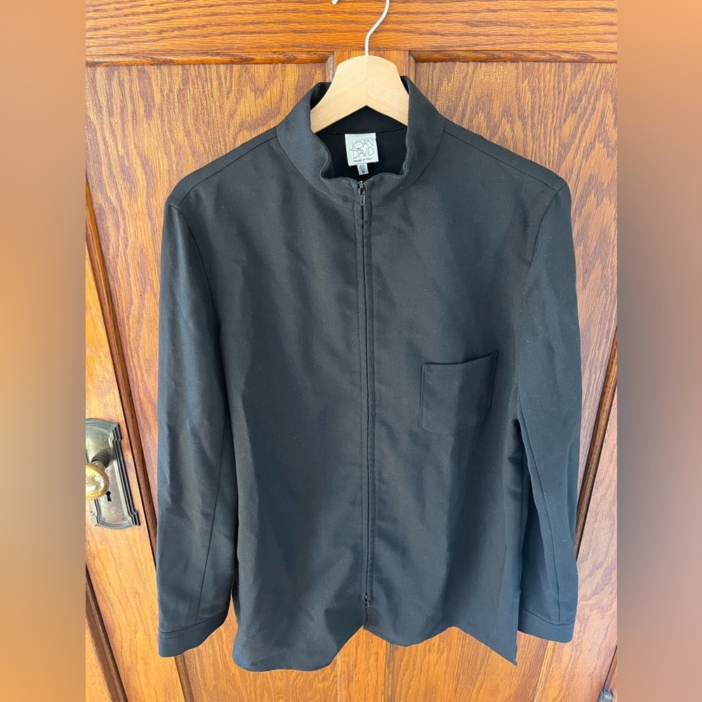 Vintage Black Front Zip Joan & David Wool Blazer Jacket Long Sleeve Shirt 8 VGC